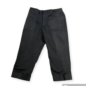 𝅺Rafella Women's Size 10 Black Capri Cuffed Pockets ‎ Cotton Capri Pants